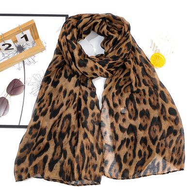 A Fashionable Voile Leopard Print Soft Thin Women'S Scarf Shawl