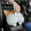Plush Tissue Holder For Car Cartoon Multifunctional Tissue Cover Corgi Armrest Paper Container Plush Doll Decor Tissue Holder
