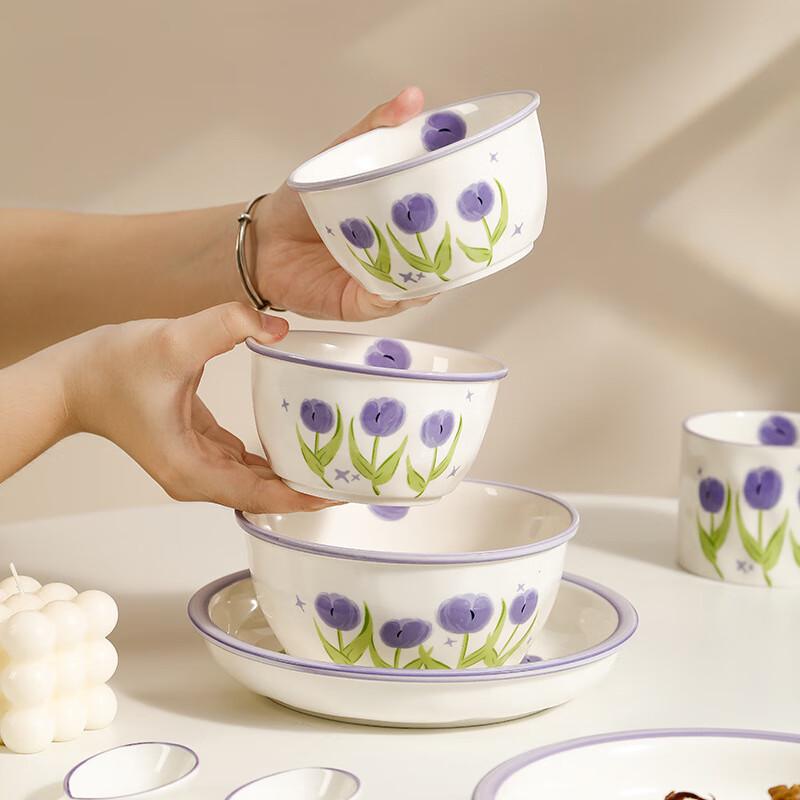 Elegante Juego de Vajilla de Cerámica Tulipán