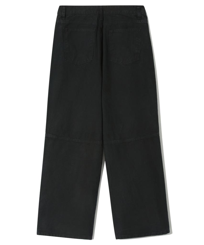 BASEMOMENT Cation-Dyed Washed Section Pants Black