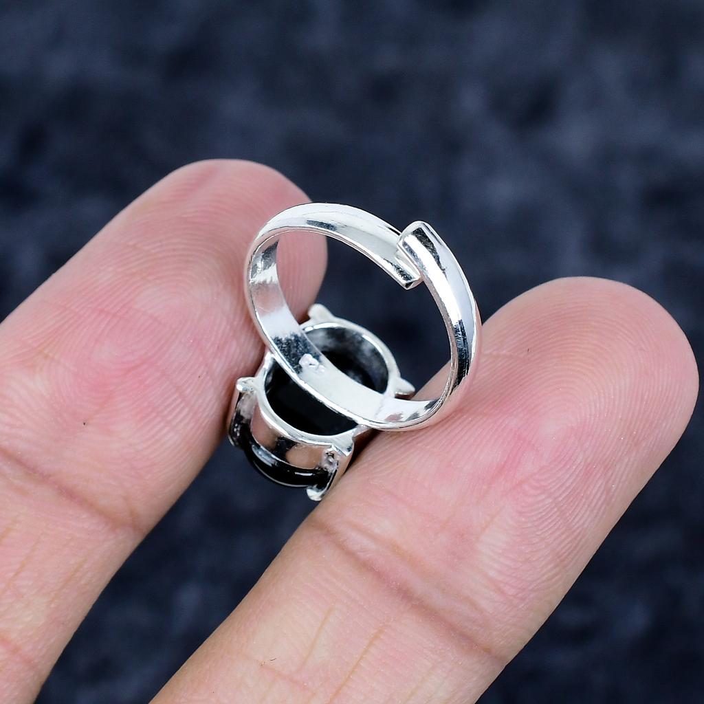 Black Onyx Gemstone 925 Sterling Silver Jewelry Ring Size Adjustable MM-3435
