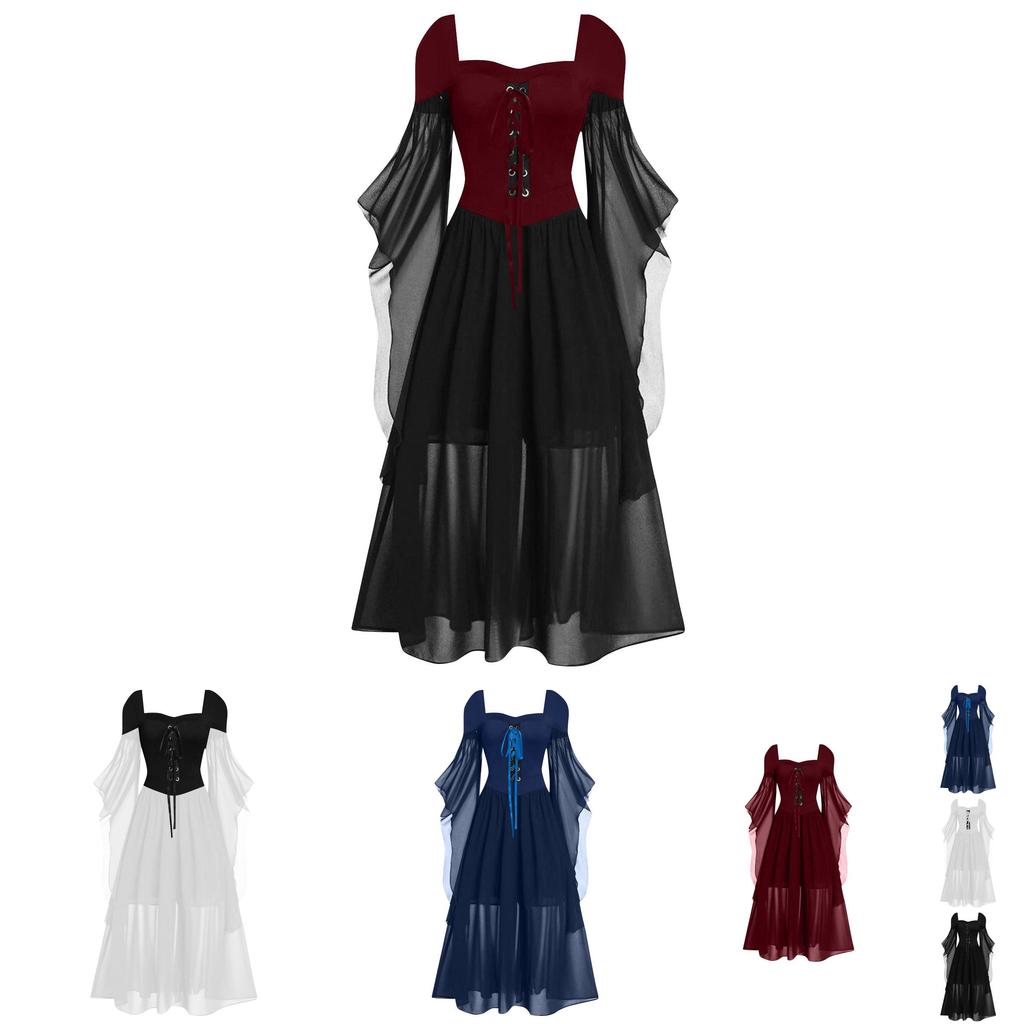 Stunning Vintage Inspired Witch Maxi Dress With Flared Sleeves Available In Ten Colors