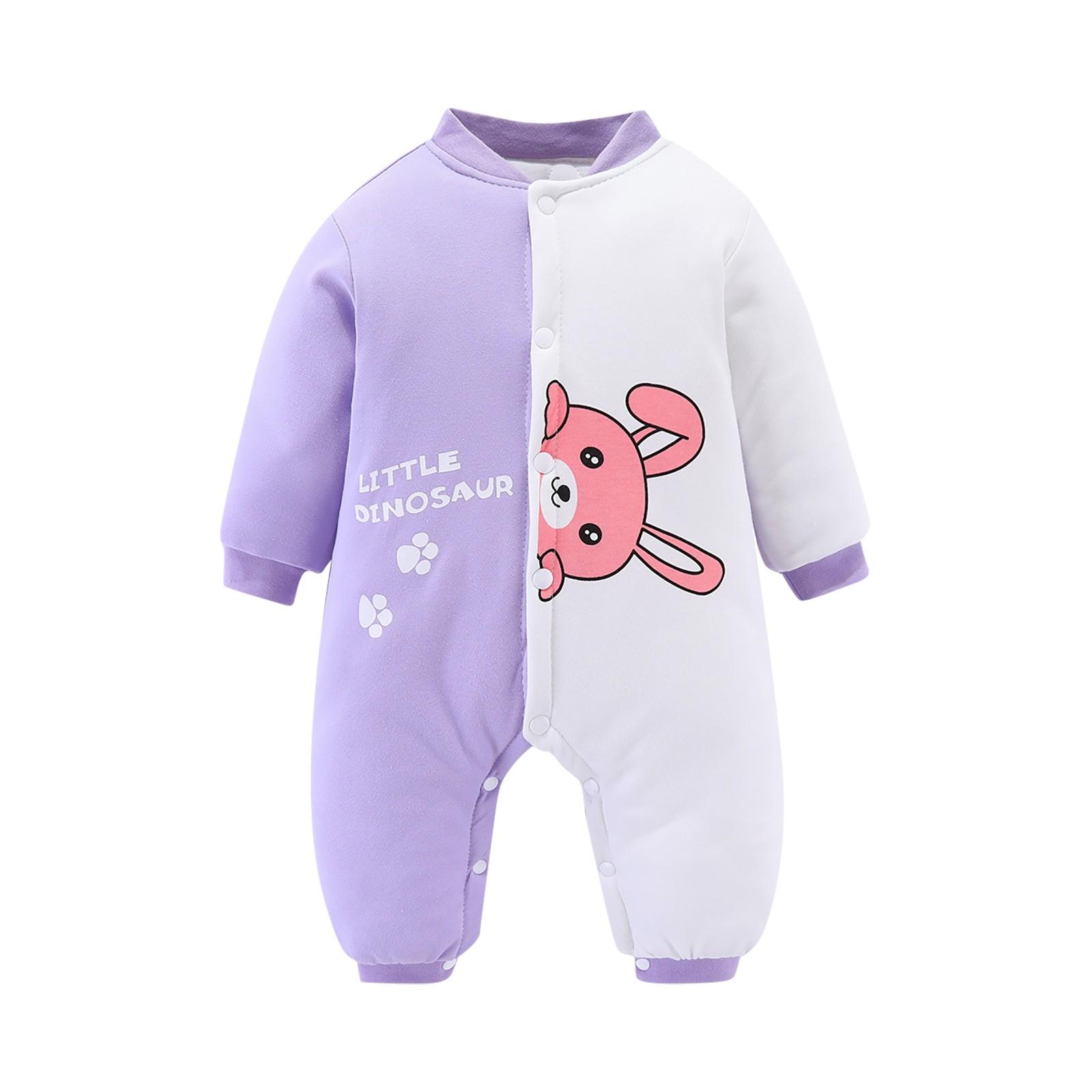 

Комбинезон с капюшоном и вышивкой для новорожденных мальчиков и девочек, теплая одежда 80 фиолетовый