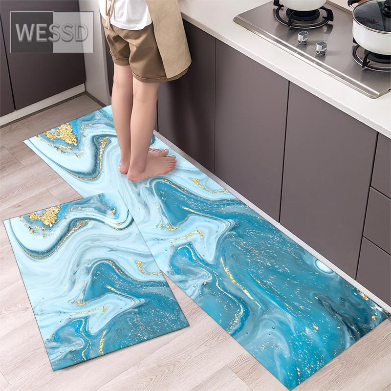 Non-slip Washable Kitchen Mats Set 2 Pieces Modern Floor Mat Home Black Rug For Living Room Bedside Mat