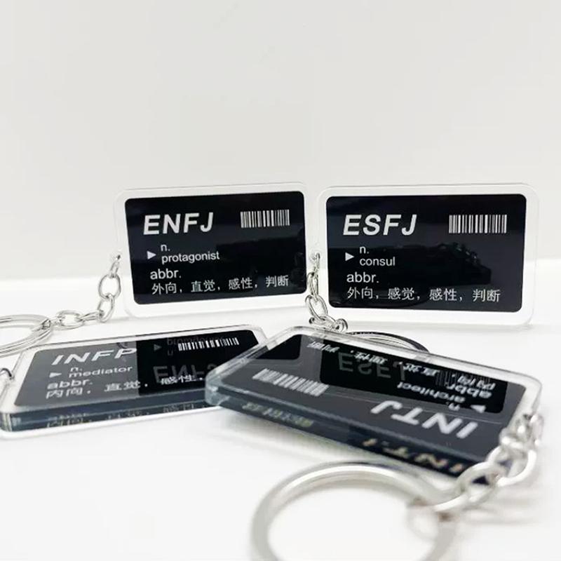 Funny Mbti Personality Acrylic Keychain Pendant For Men Women Car Key Ring Creative Backpack Decoration Accessories Gifts