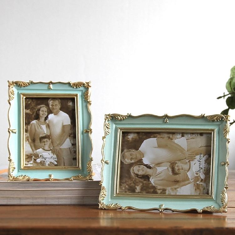 Antique Resin Art Golden Trim Photo Frame With Intricate Carved Pattern Tabletop Decors Picture Frame For Home Aesthetic