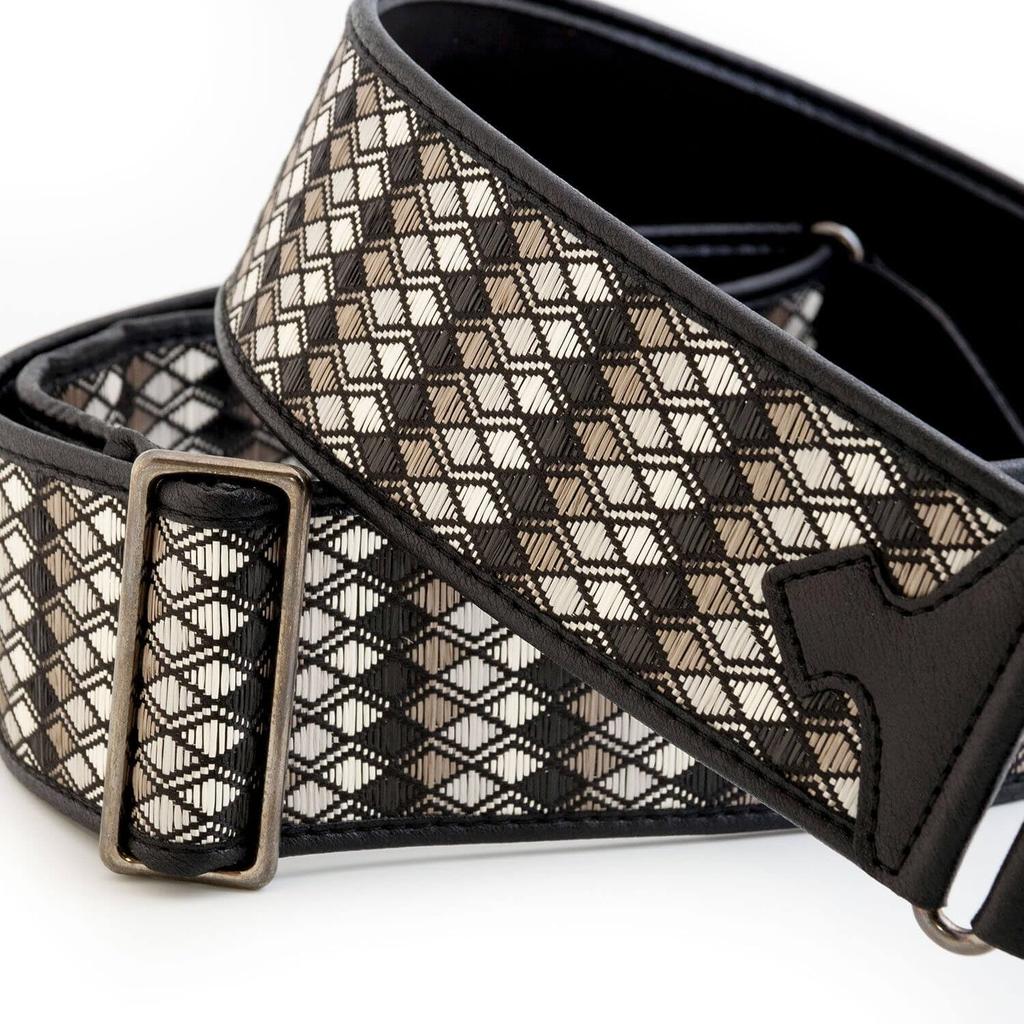 STRAPS 6cm Raffia Black RightOn! Guitar/Bass Strap, Wide, 95-150cm, Salak,