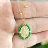 QMHJE Virgin Mary Pendant Charm Necklace Women Cross Scared Heart Jesus Choker Seed Beads Stainless Steel Chain Gold Color Mom