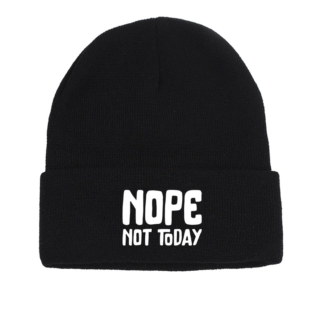 “NOPE Not Today” Print Winter Hats Unisex Warm Hat Beanie Skullcap Autumn Slouchy Knitted Cap Beanie Ideal Choice For Cycling
