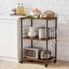 Kitchen Utility Cart, 3 Tier 60 Cm Microwave Stand Coffee Cart, Heavy Duty Storage Rack, Service Trolley On Wheels, Industrial Rolling Work Table with