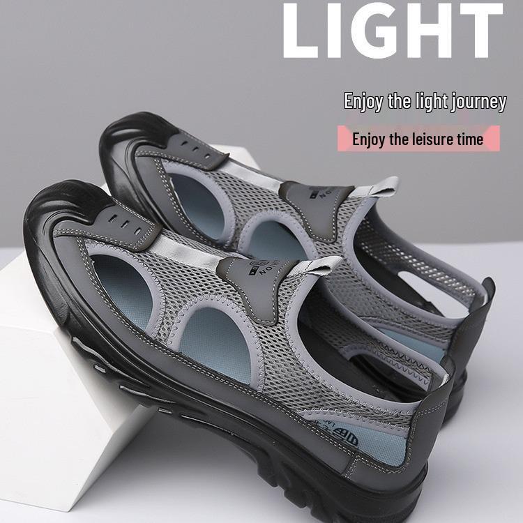 Herren Atmungsaktive Zehensandalen: Leichte, rutschfeste Mesh-Outdoor-Freizeitschuhe für Frühling & Herbst