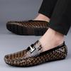 5857 Men'S Doudou Shoes, One Pedal Flat-Soled Loafer Driving Leather Shoes Low-Top Foot-Fitting Genuine Leather Cowhide Surface Single Shoes