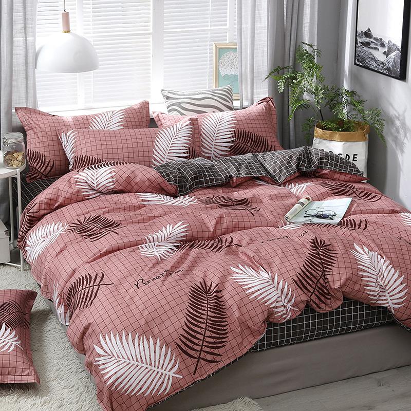 Simple aloe vera cotton four-piece set three-piece set quilt cover bed sheet human bedding