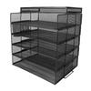 5 Tray Paper Organizer 5 Tier Letter Storage Mesh Desk File Sorter with Top Box Pen Container for