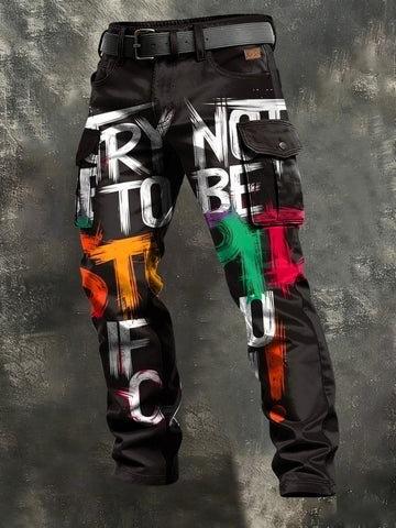 Y popular D printed men's trousers retro overalls new punk men's clothing independent