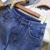 Women's Plus Size High Waist Light Blue Velvet Thickened Jeans for Autumn and Winter