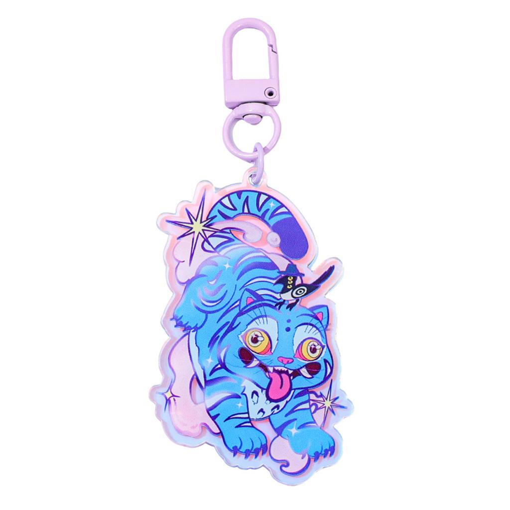 Little Color Changing Acrylic Keychain Pendant Blue Cat Surrounding Cute Bag Pendant