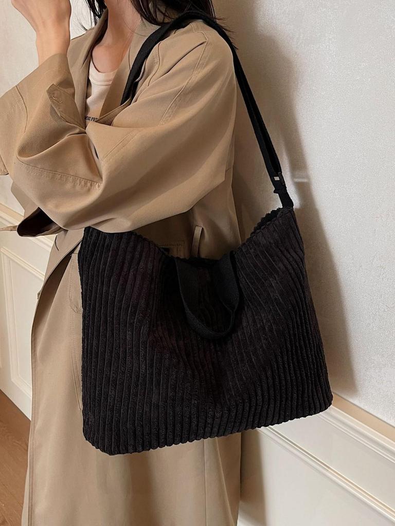 Women's Large Capacity Corduroy Tote - Simple Commuter & Crossbody Bag