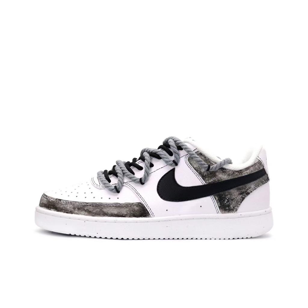 Nike Court Vision 1 Slip Resistant Abrasion Resistant Low Top Skateboard Shoes Men's Black White Gray DH2987-101(team488-)