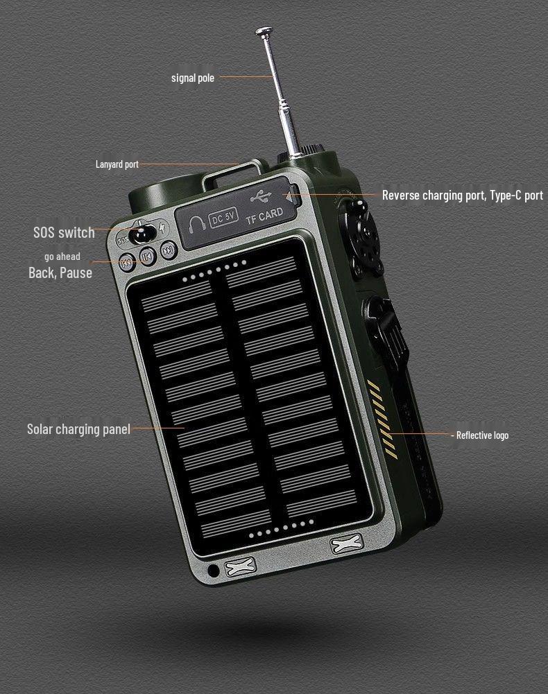 Emergency Solar Hand-Crank Radio and Flashlight for Disaster Preparedness