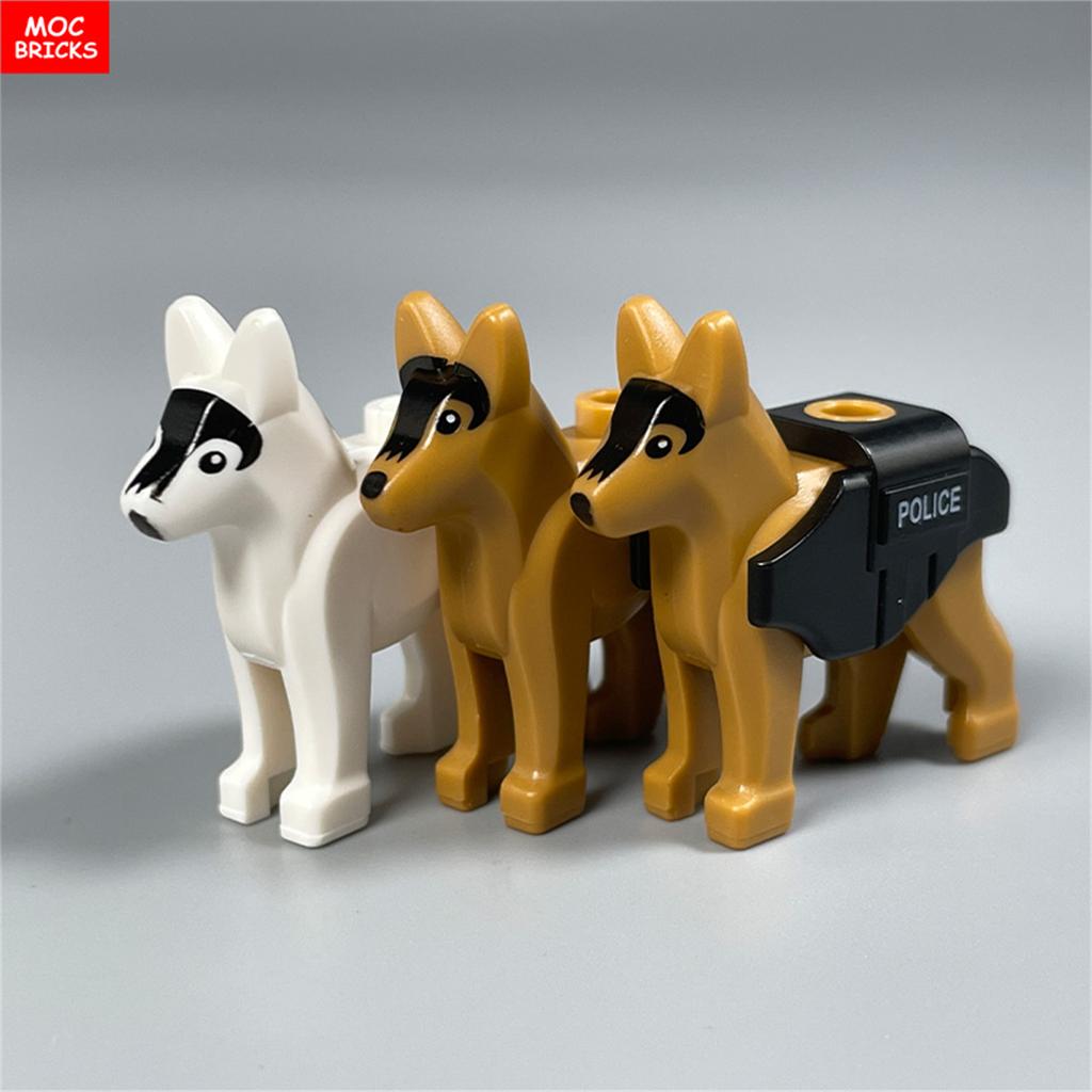 Non-Toxic Moc Bricks Police Dog Animal Shepherd Dalmatian Poodle City Model Building Blocks Educational Toys Children'S Gifts