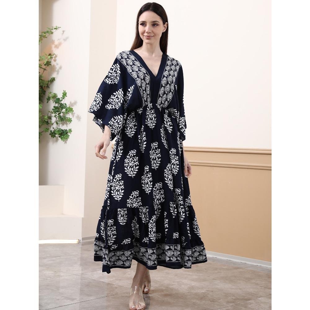 Printed Dress Loose A Pendulum Dress Beach Blouse Holiday Dress