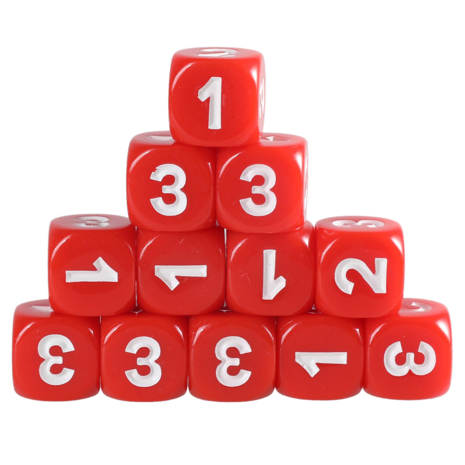 

Набор из 12 игральных кубиков 13 мм, набор из цельных игровых кубиков с крупными цифрами, 6-гранные акриловые кубики, обучающие игральные кубики с закругленными углами красный