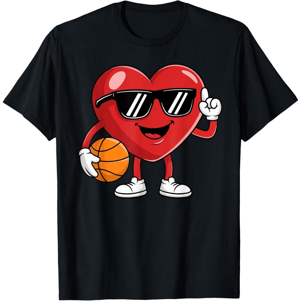 Basketball Valentines Day Shirt Valentines Girls Men T-Shirt 3XL чёрный