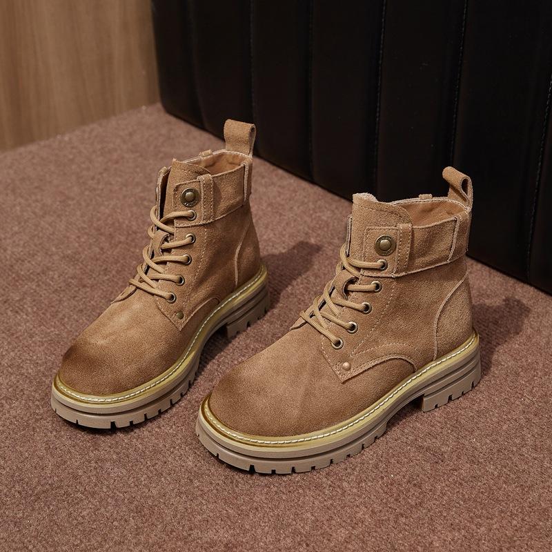 Martin boots women's new leather breathable tooling short boots small size heightening big yellow boots desert boots