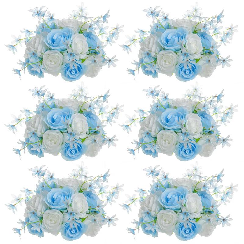 6Pcs Artificial Flowers Centerpiece Table Decorations Rose Ball for Weddding Floral Arrangements Bouquet for Party Home Decor