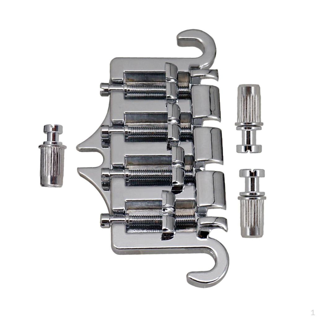 A Set of Integrated Sheep Horn Bridge Tailpiece Replacement with 3 Screws Bass 4 String