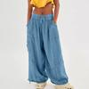 Women Beach Linen Pants Wide Leg Harem Pant High Waist Button Drawstring Palazzo Loose Plus Size Pant with Pocket