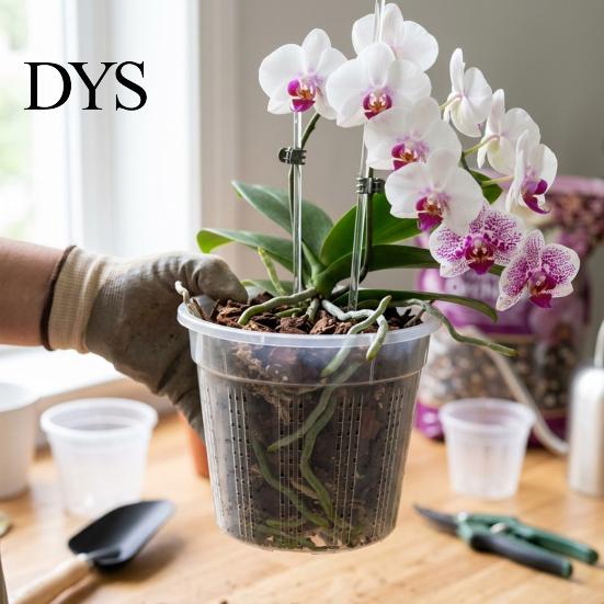 Phalaenopsis Pots Planter, Clear Plastic Orchid Pot with Drainage Holes, Root Control Breathable Slotted Plant Containers Design, for Indoor