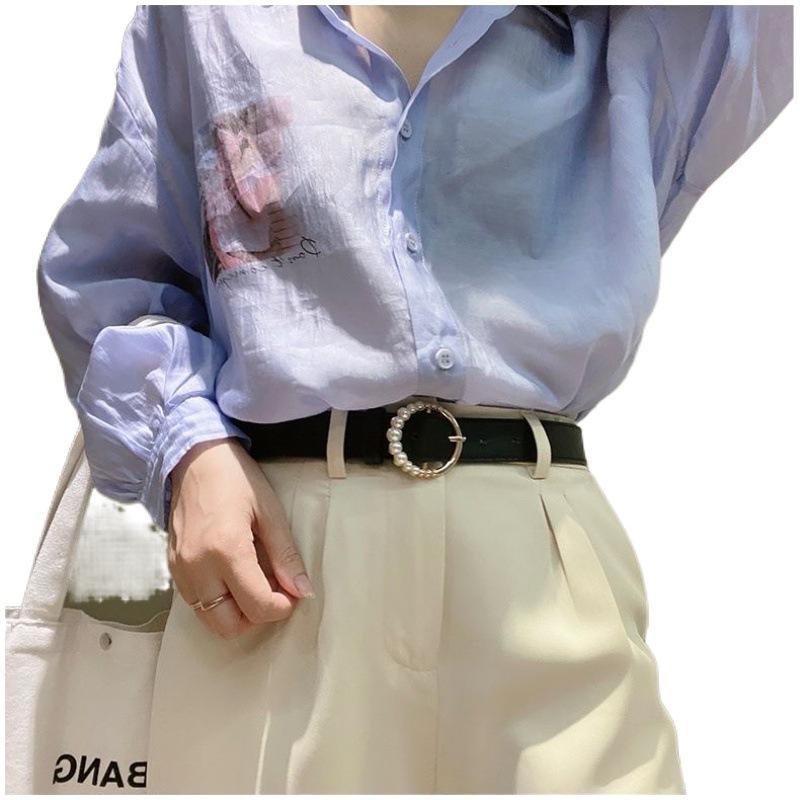 Vintage Black Fashionable Pearl Buckle Belt For Women Chic Denim Accessory Outfit