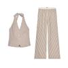 Stripes Hanging Collar Vest Style Tops 2010778 Contrast Color Stripes Pajamas Style Pants 6929413