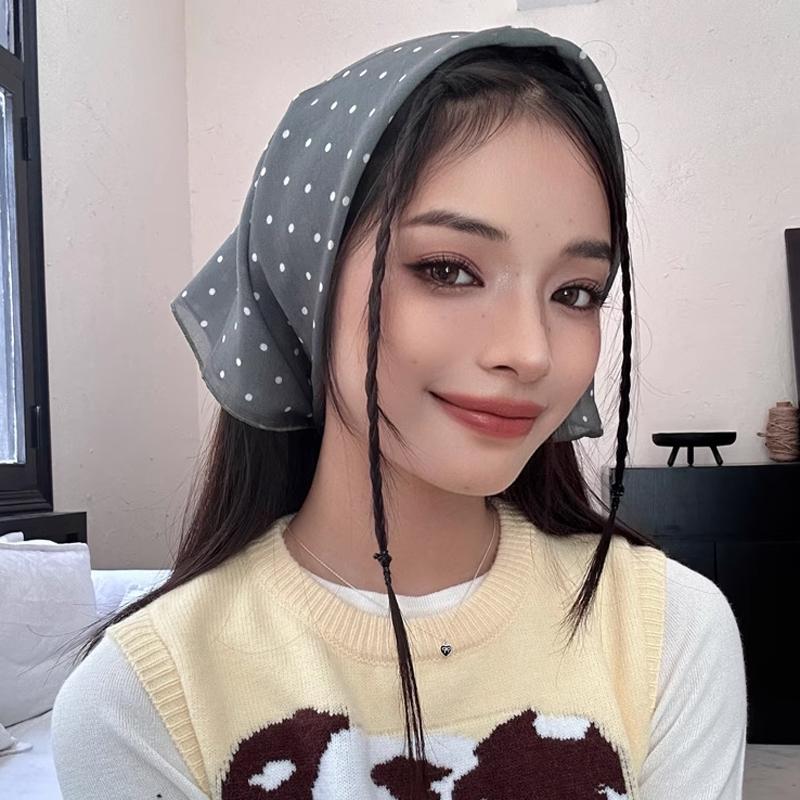 Polka Dot Silk Scarf Cozy Headscarf Hair Band Hair Tie Fashionable Multifunctional Square Scarf Waist Butt Curtain
