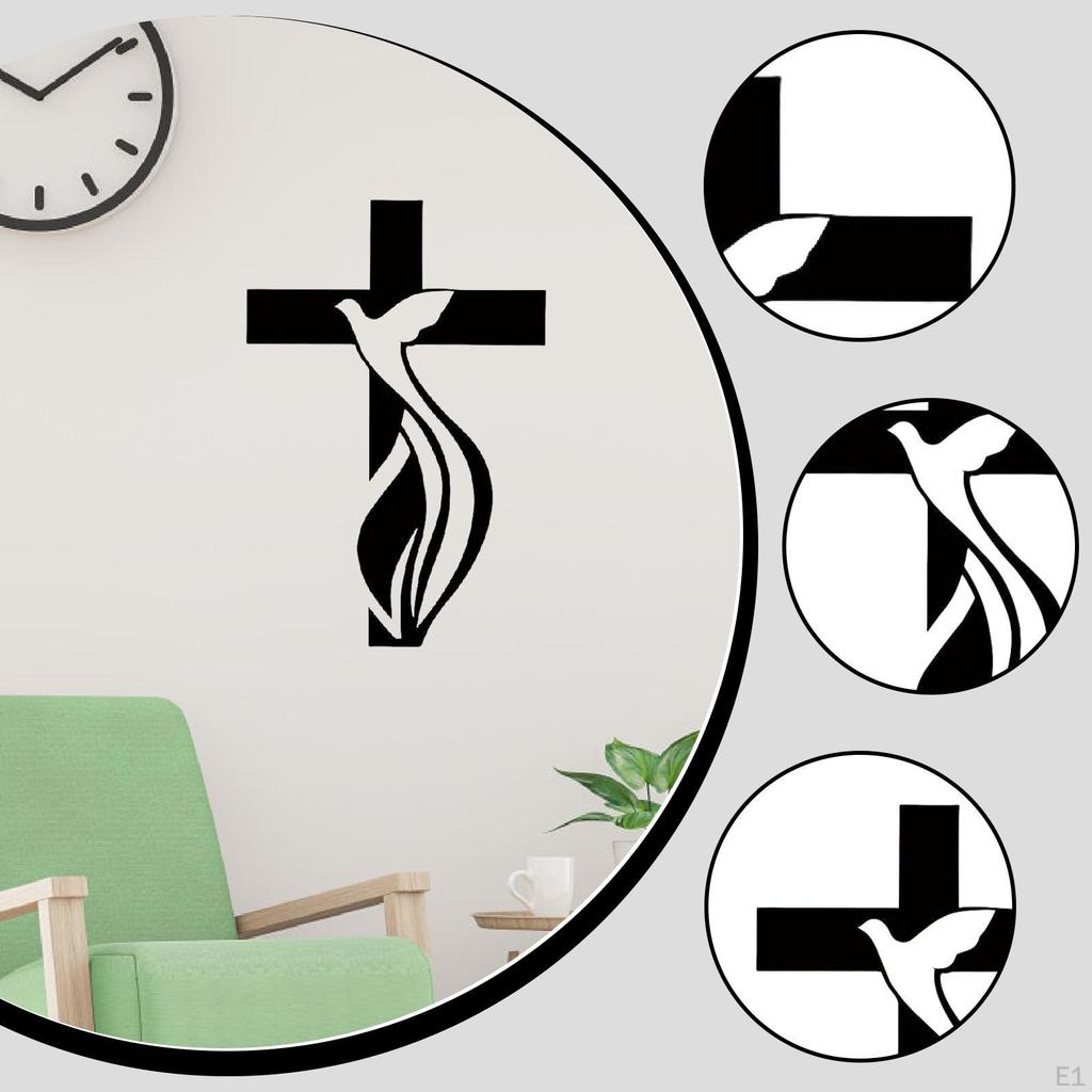 Kříž Kovová Nástěnná Dekorace Socha Moderní Kreativní Závěsná Ozdoba Holubice Umění pro Ložnici Chodbu