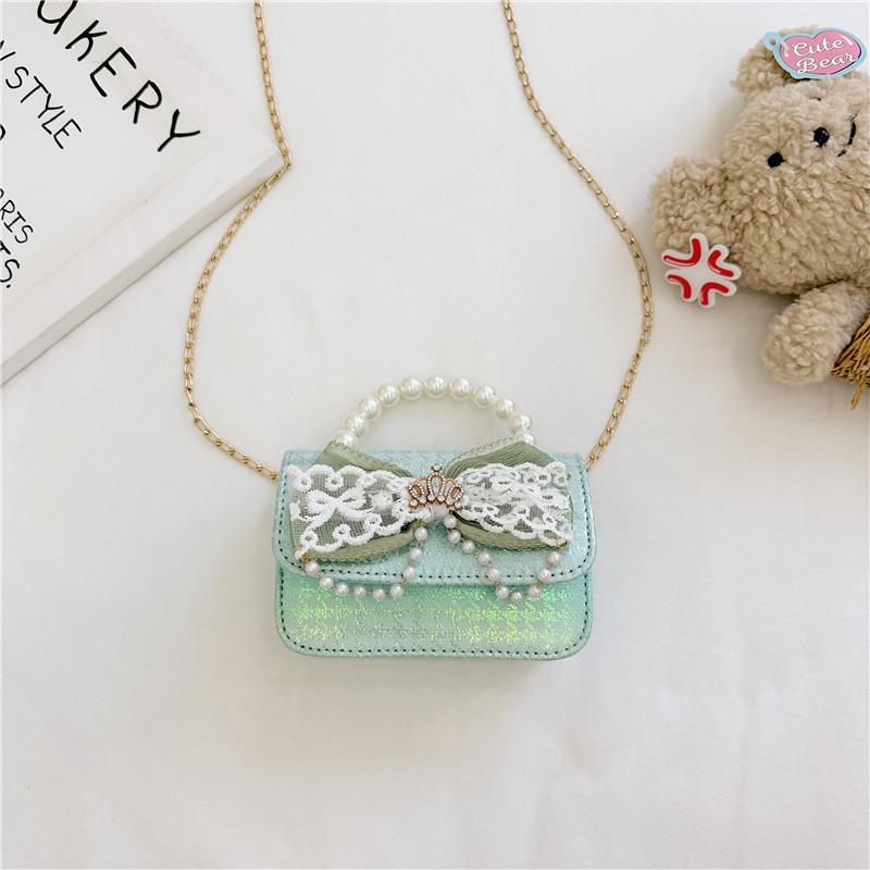 

Charming Baby Crossbody Bag With Bow Design Colorful Canvas For Girls And Boys зелений