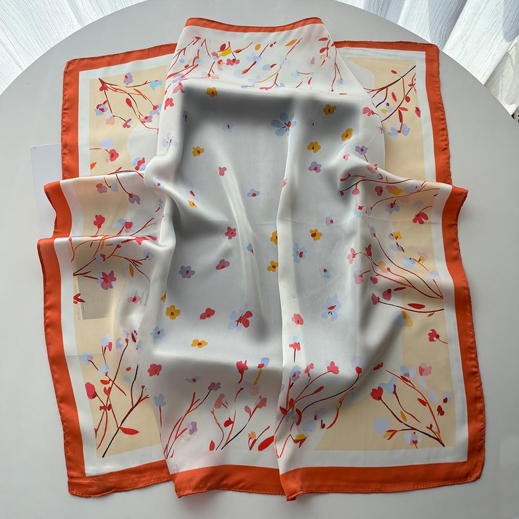 Fashion Imitation Silk Square Scarf For Women Floral Printed Scarves Bandanas Luxury Hijab Neckerchief Elegant Shawl Wraps