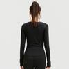 Juyitang Seamless V-Neck Long-Sleeve Yoga Suit with Pleated Waist and Slim-Fit Top
