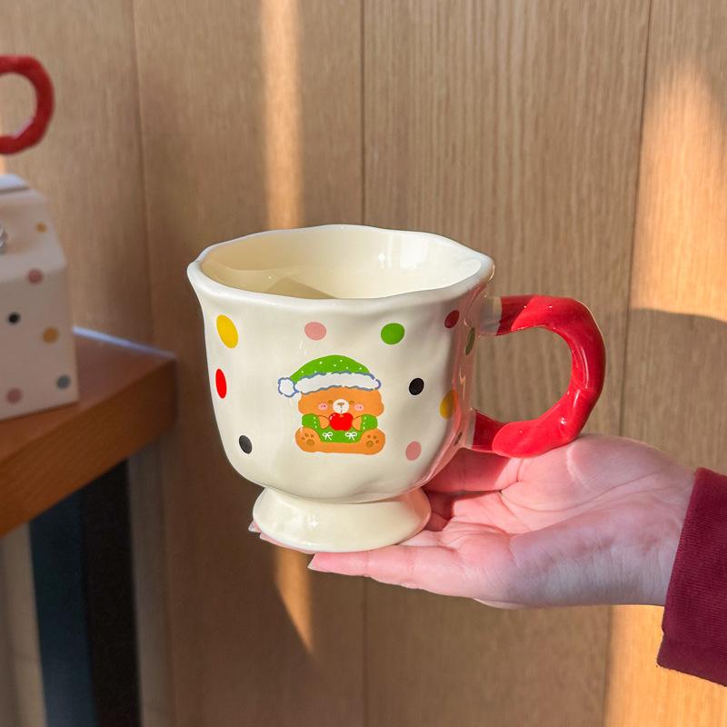 Milch Fufu niedlicher gepunkteter Bär Keramiktasse für Jungen und Mädchen Geburtstagsgeschenk Freundin Souvenir Geschenkbox
