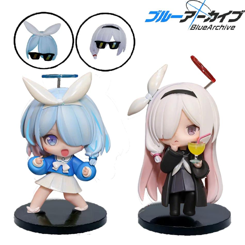 2 Kinds Blue Archive Anime Figurine Arona Prana Game Character Q Version Cartoon Collectible Model Face Changing Toys Gifts