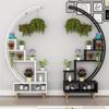 Round Floor Plant Display Stand with Cabinet
