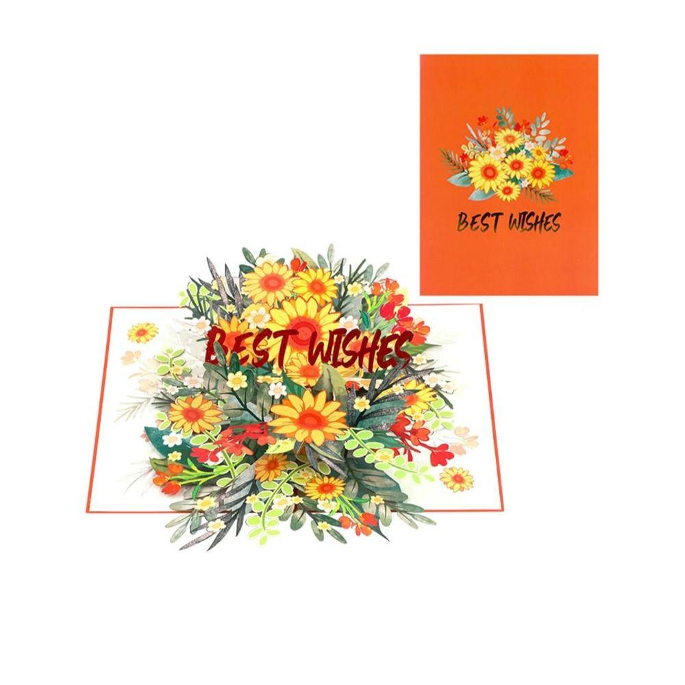 Handmade 3D Floral Greeting Card Paper Material Best Wishes Card Thanksgiving
