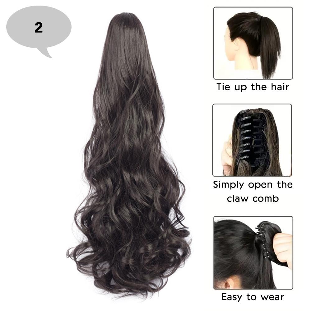 Synthetische lange lockige gewellte Pferdeschwanz-Haarverlängerungen, Klaue zum Anklipsen, elegant für Frauen, Haar-Accessoires für den täglichen Gebrauch