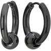 Stainless Steel Black Circle Beads Huggie Hinged Hoop Earrings F