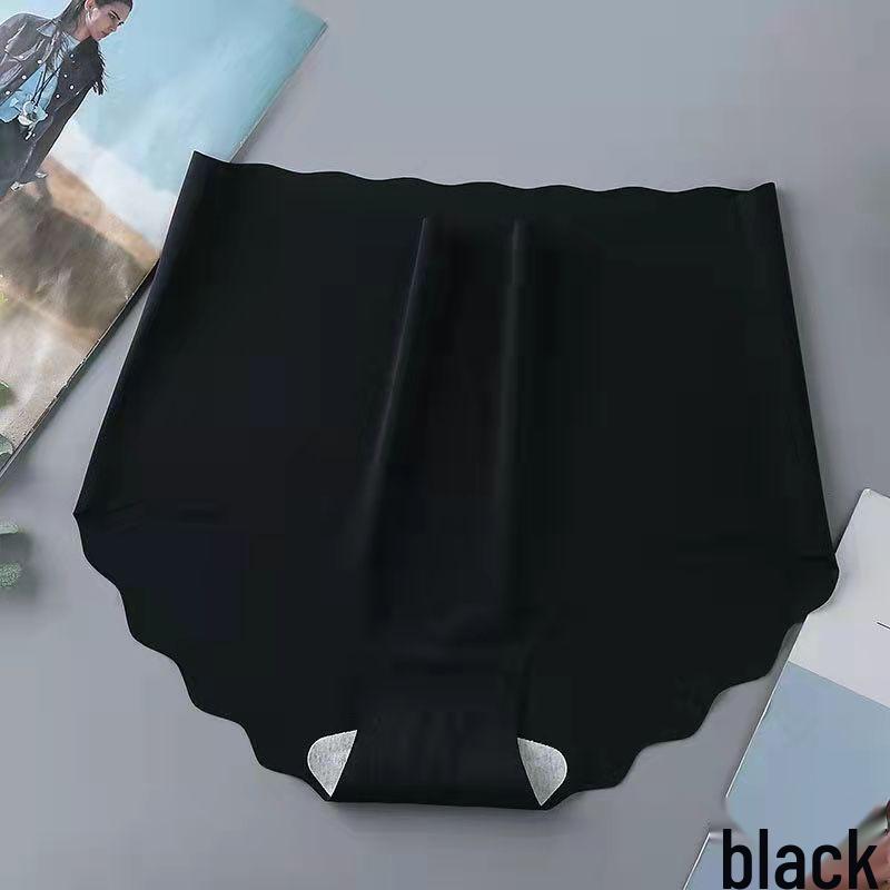 One-Piece Seamless Ice Silk High-Waist Hip-Lifting Women's Underwear with Wavy Edge and Breathable Pure Cotton Crotch.