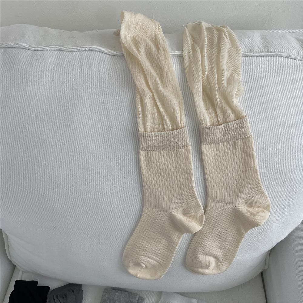 Ladies Spring and Summer New Hollow Mesh Soft Waxy Boneless Long Tube Pile Socks