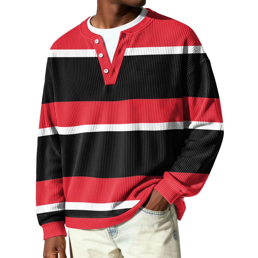 Herren Button-Down Kragen Langarm Rippstrick Pullover