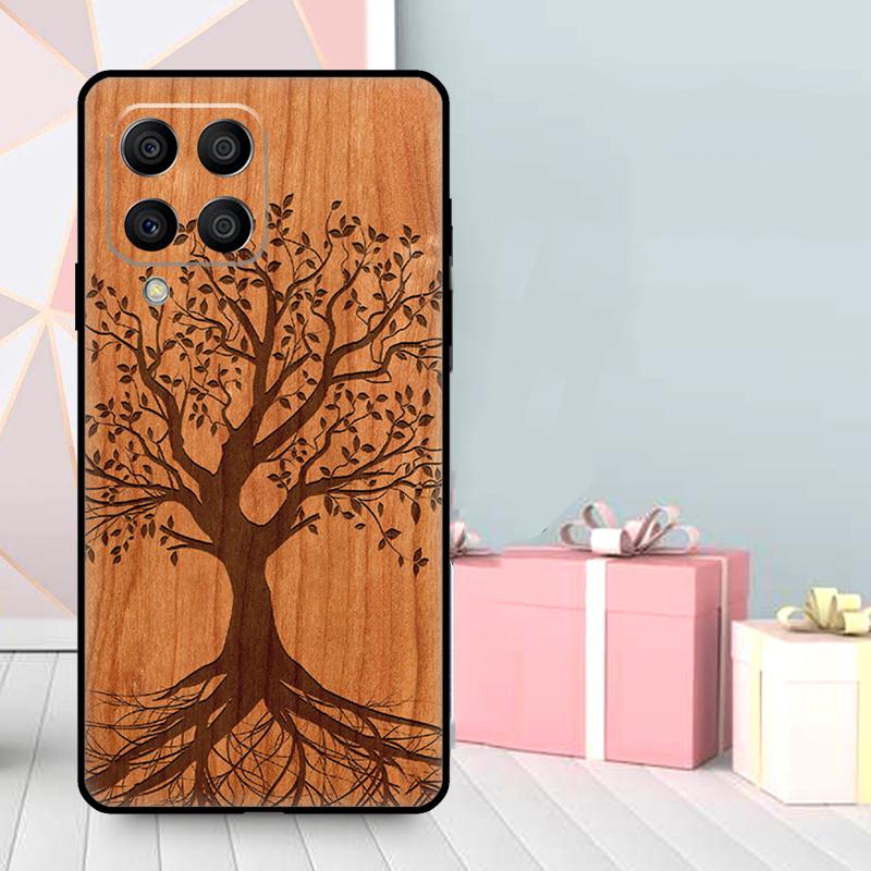 Tree Flower Bamboo Wood Case For Samsung Galaxy M36 M12 M52 M06 M16 M56 M33 M15 M55 M31 M13 M14 M53 M32 M35 M34 M54